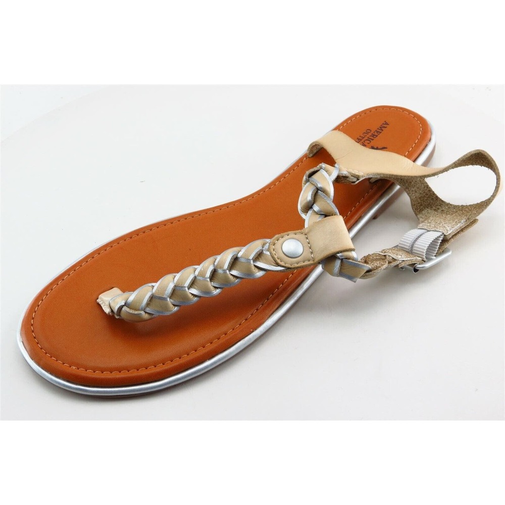 American Eagle Outfitters Size 10 M Beige T-Strap Synthetic‎ Women Sandal Shoes